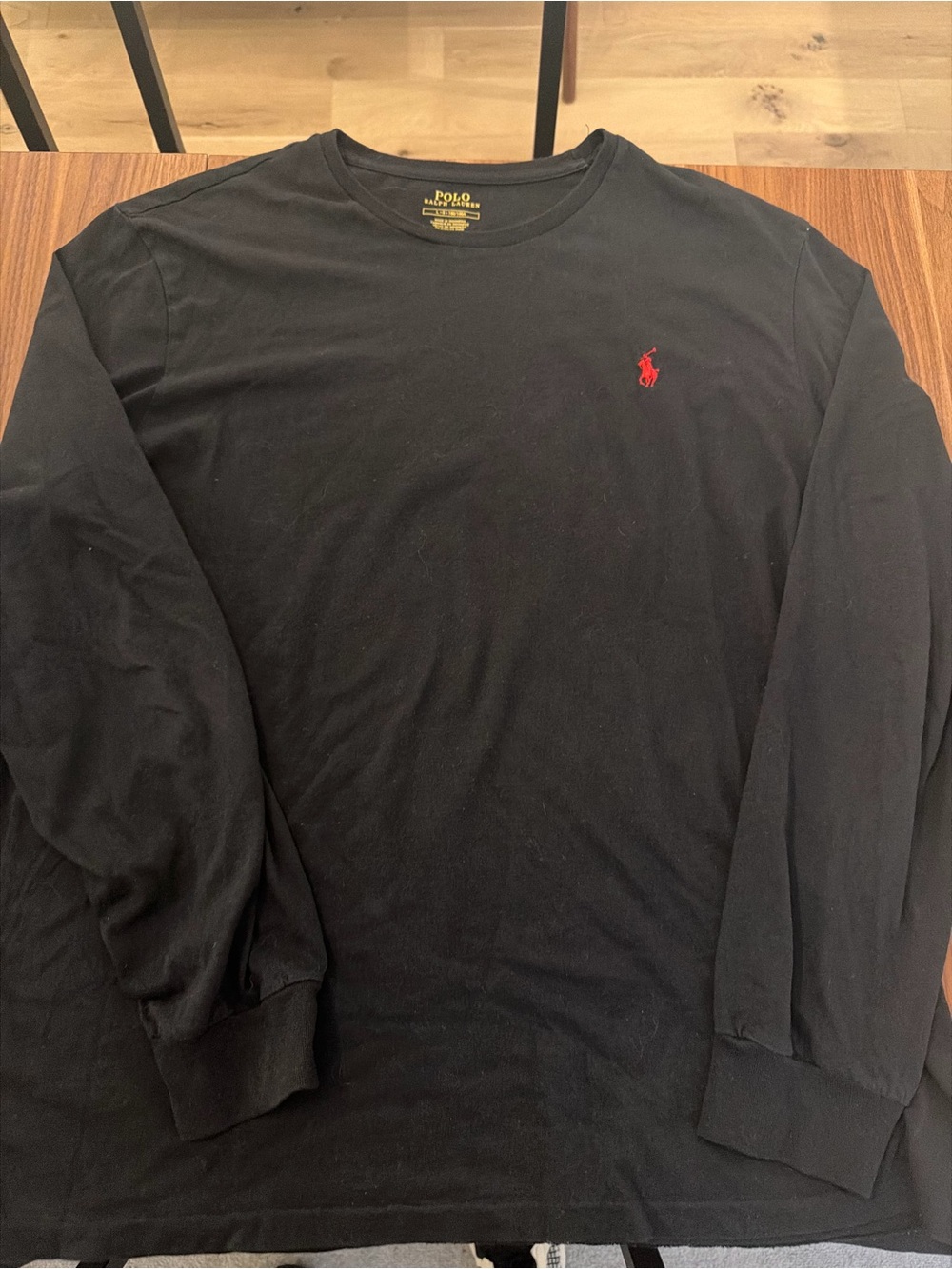 Polo by Ralph Lauren Black Long-Sleeve Crewneck with Red Pony
